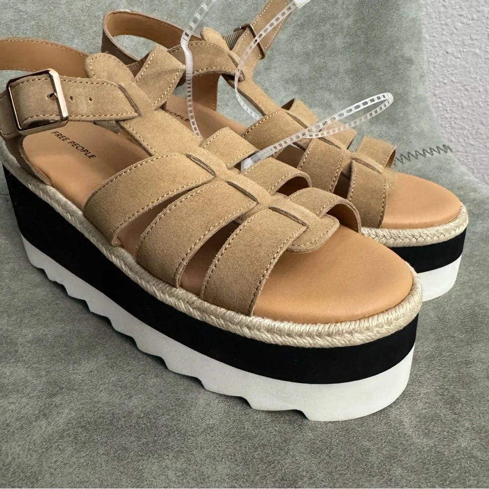 NWT Free People Mykonos Platform Wedge Fisherman Sandals Sz 8,5 - Picture 4 of 15